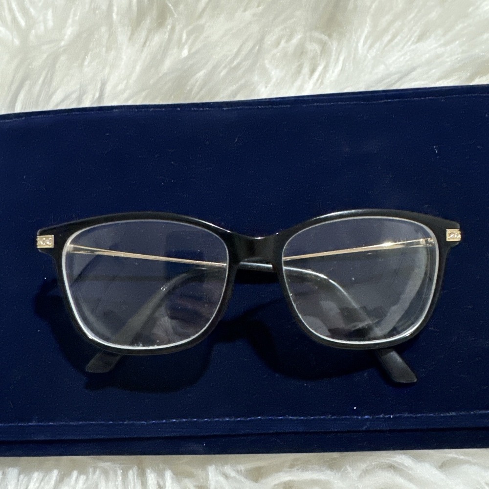 swarovski Women's Eyeglasses Frames Black Gold Crystals